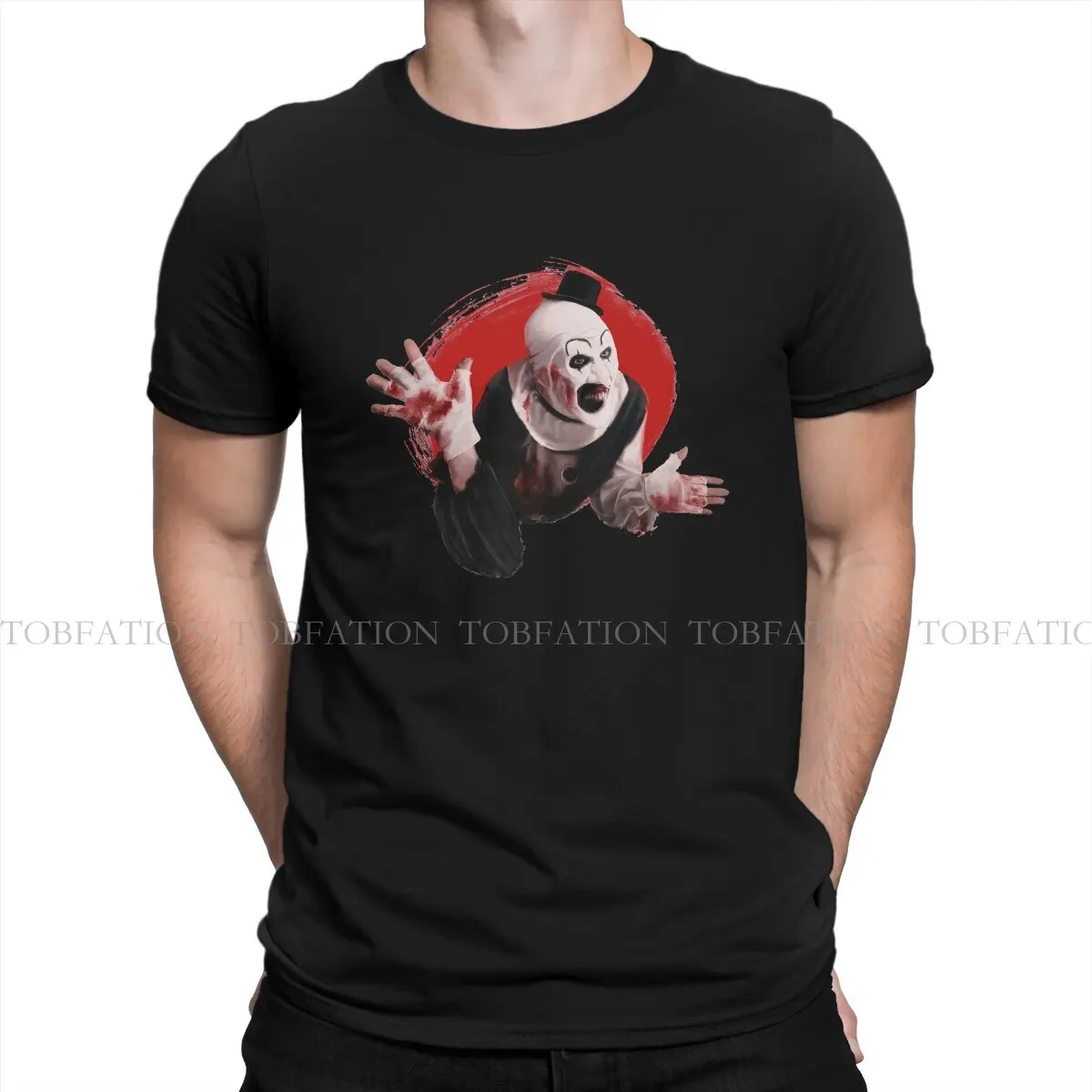 Terrifier Movie Halloween Art the Clown the Creepy Waving for You TShirt Men Graphic Large Casual Crewneck Cotton T Shirt