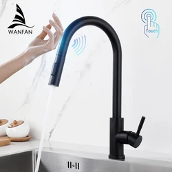 Black Smart Touch Kitchen Faucet Crane For Sensor Kitchen Water Tap Sink Mixer Rotate Touch Faucet Sensor Water Mixer 1015