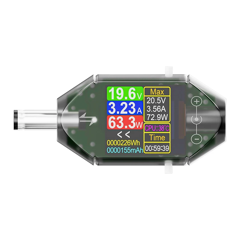 DC Voltage and Current Meter, DC 5.5*2.5 Interface Tester, Multi-functional Digital Power Meter 50V12A