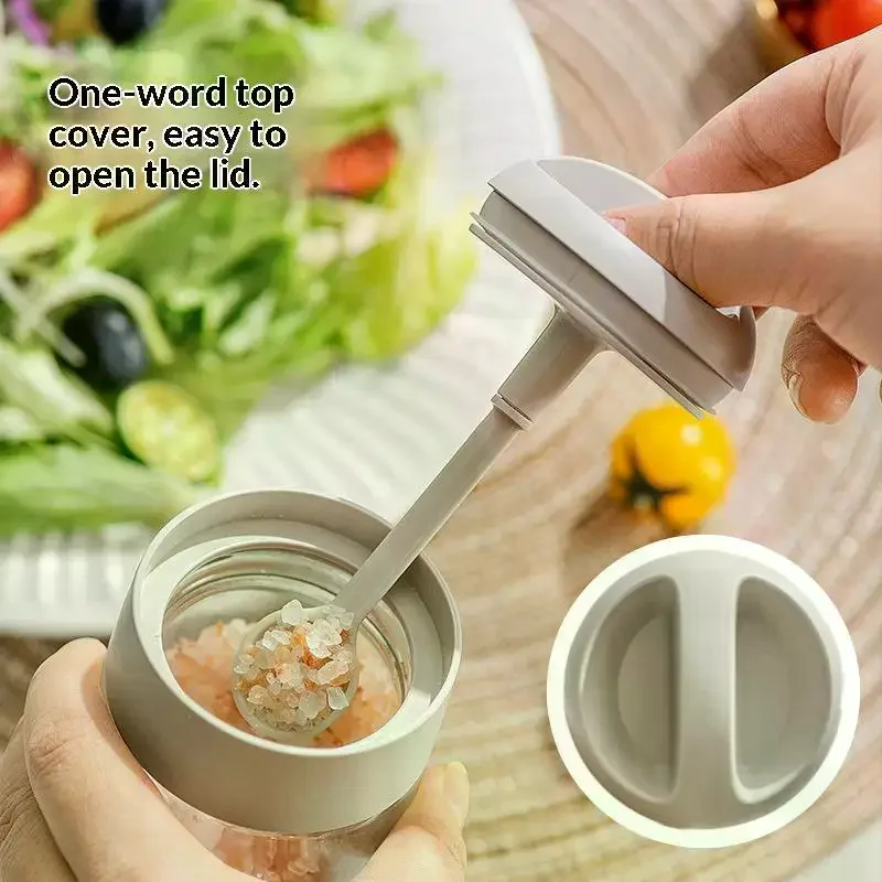 Sealed Glass Seasoning Jar: 1Pcs Quantified Moisture-proof Salt Storage Container Spoon Restaurant