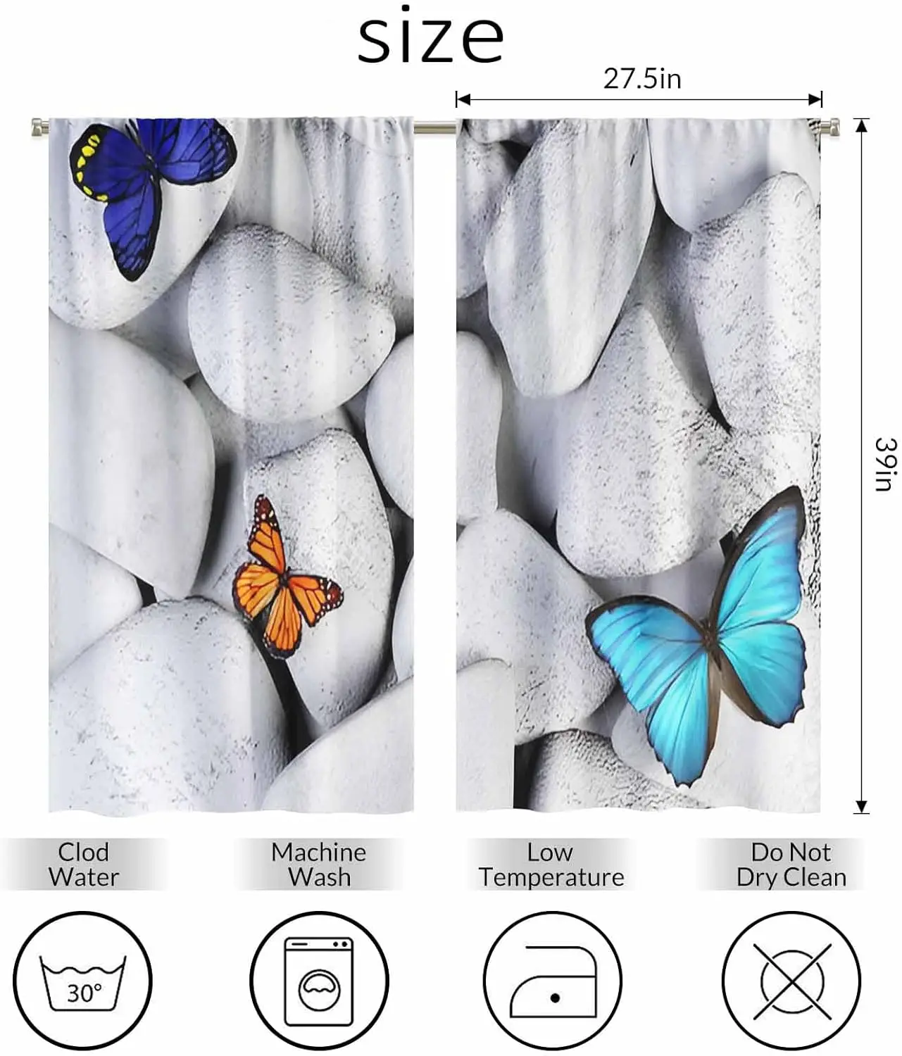ستائر المطبخ الحجر والفراشة الطبيعة الملونة الجميلة الفراشات ستائر قصيرة الطبقة للحمام مقهى نافذة صغيرة #2