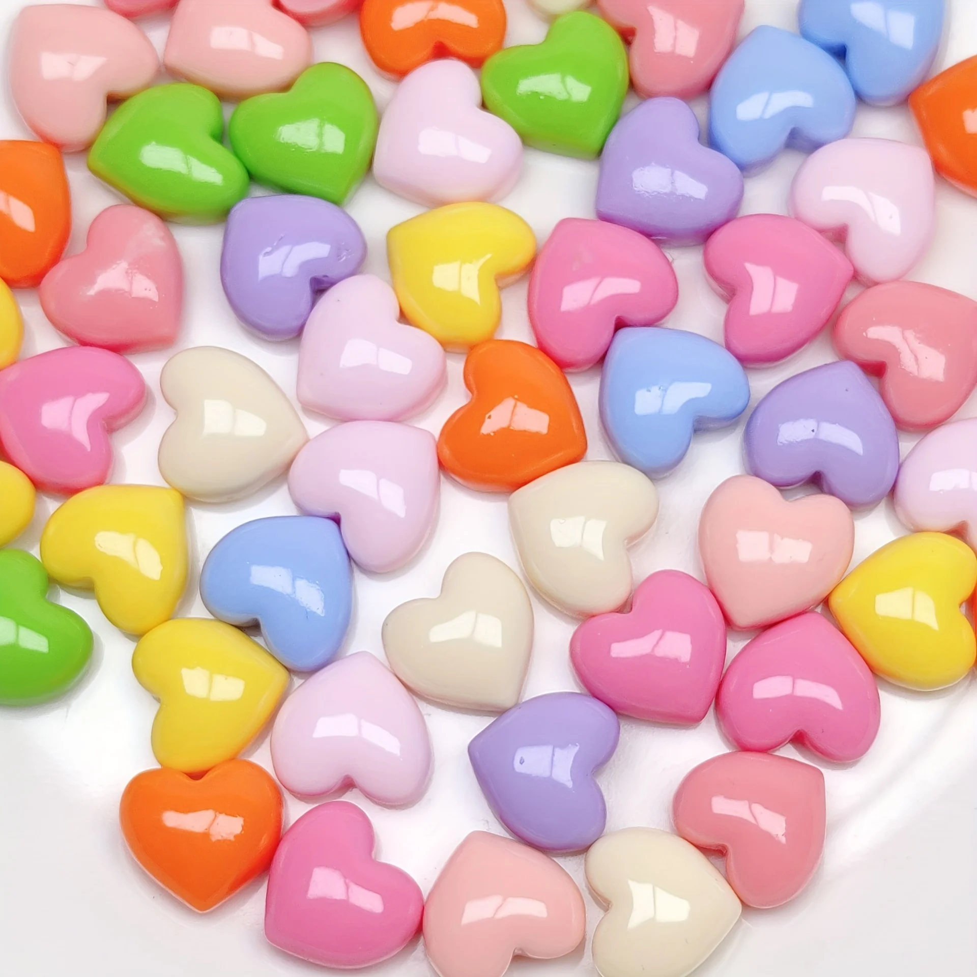 Resin Bright Multi Heart Flatbacks Cabochons DIY Crafts For Cardmaking Scrapbooking Embellishments Nail Decorations,13mm,20pcs