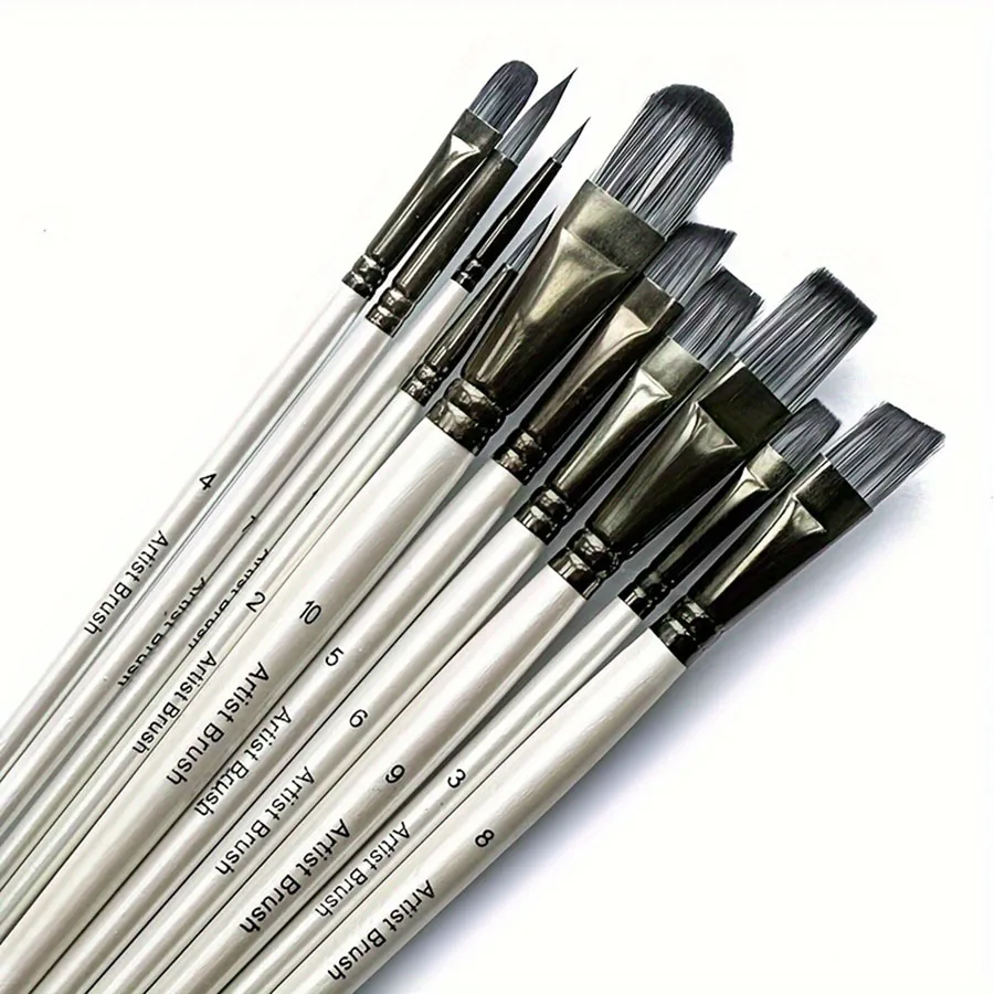 10-teiliges Premium-Künstlerpinsel-Set – vielseitige Nylonhaarpinsel für Acryl-, Aquarell-, Öl- und Körperbemalung