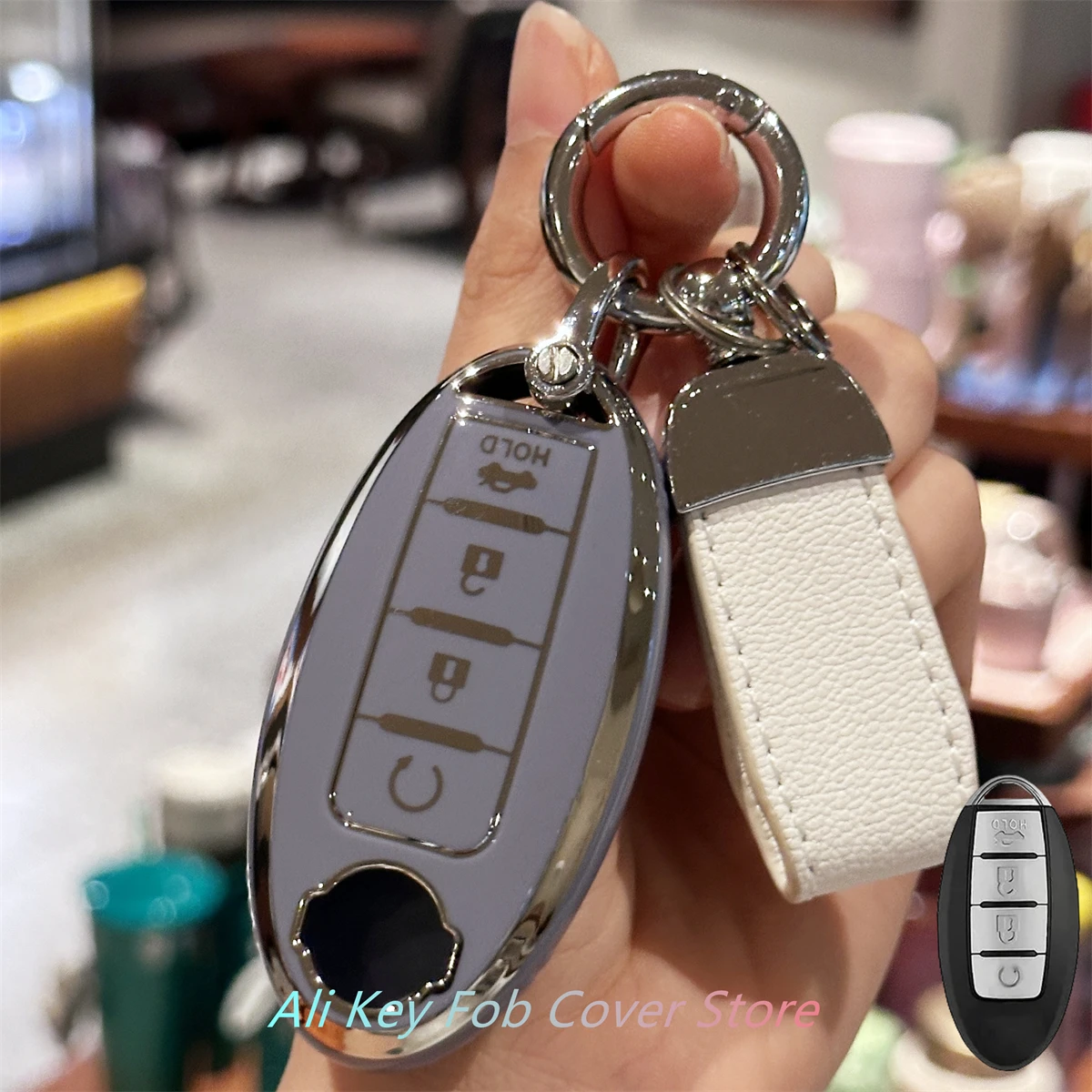 Key Fob Cover with Keychain Lanyard for Nissan Altima Sentra Rogue Pathfinder Murano Armada Maxima Versa Remote Key