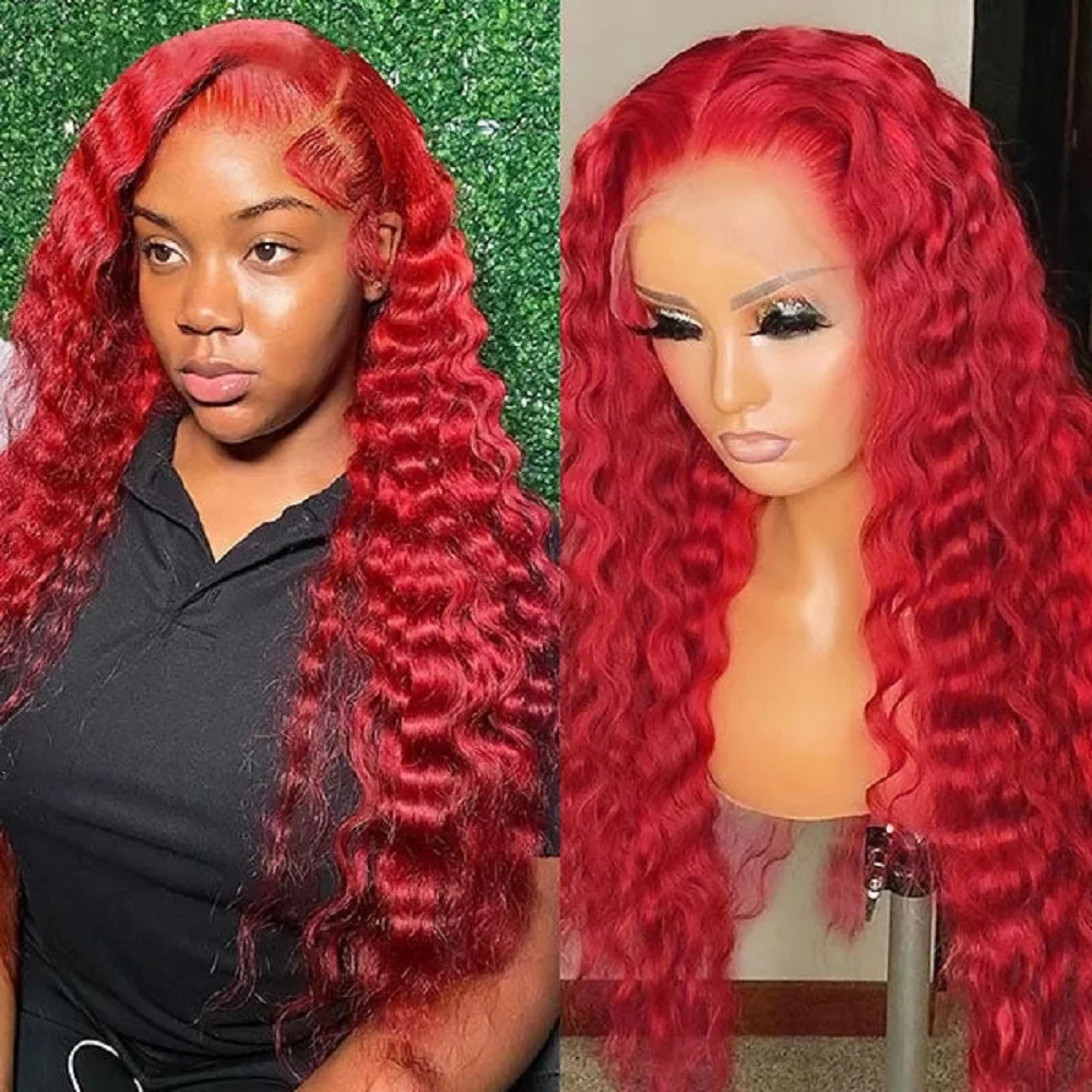 

Hot Red Lace Front Wigs Human Hair 13X4 Curly Brazilin Virgin Hair Glueless Wigs Human Hair HD Lace Front Wigs Human Hair