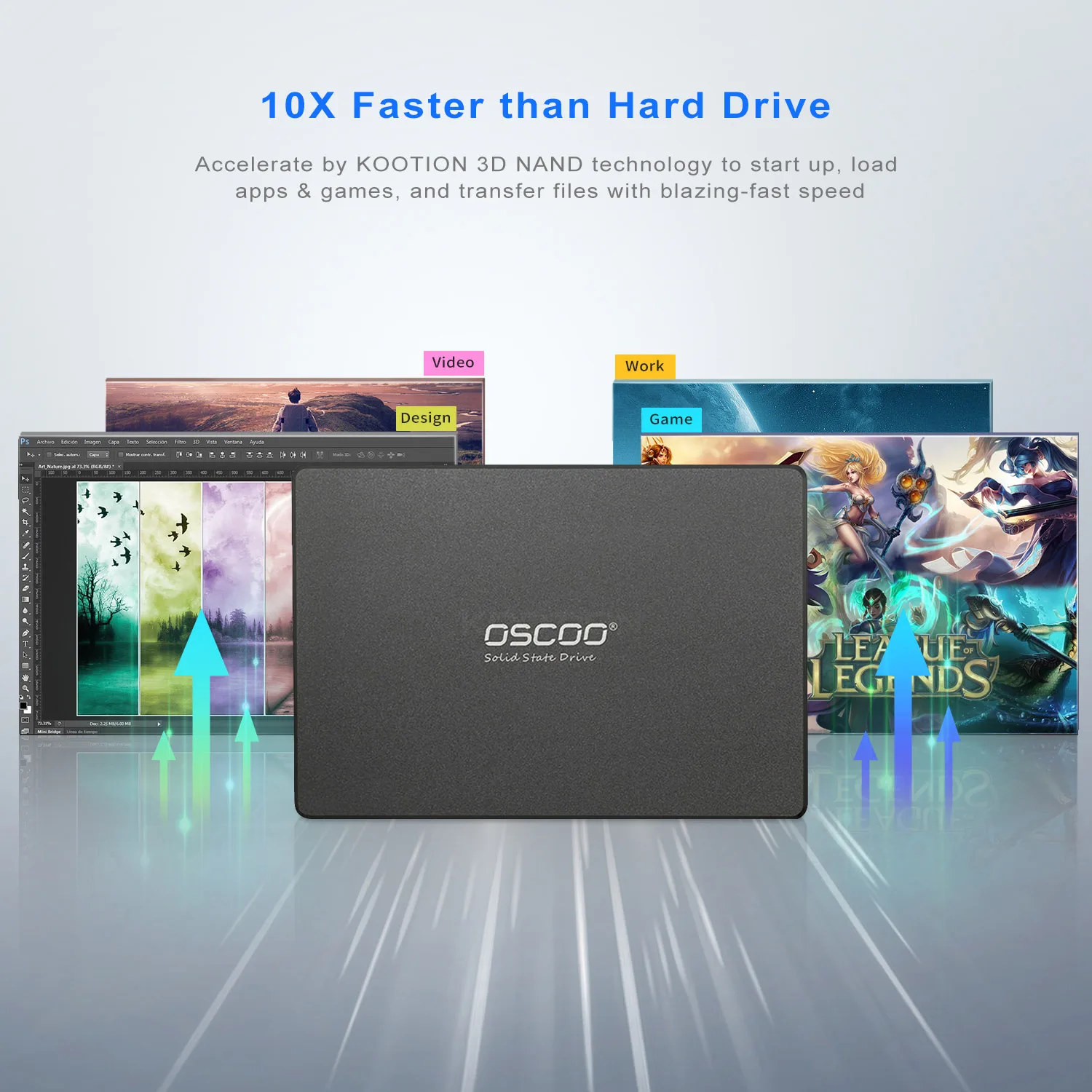 OSCOO Hard Disk SSD, Hard Drive Disk SATA3 SSD 120GB 240GB 2.5 hdd hd SSD Hard Disk Internal Solid State Drive untuk komputer laptop