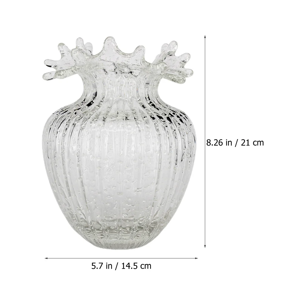 

Decorative Glass Vase Luminous Waves Mouth Simple Beauty Elegant Flat Bottom Stable Stand Desktop Wine Cabinet Bookshelf
