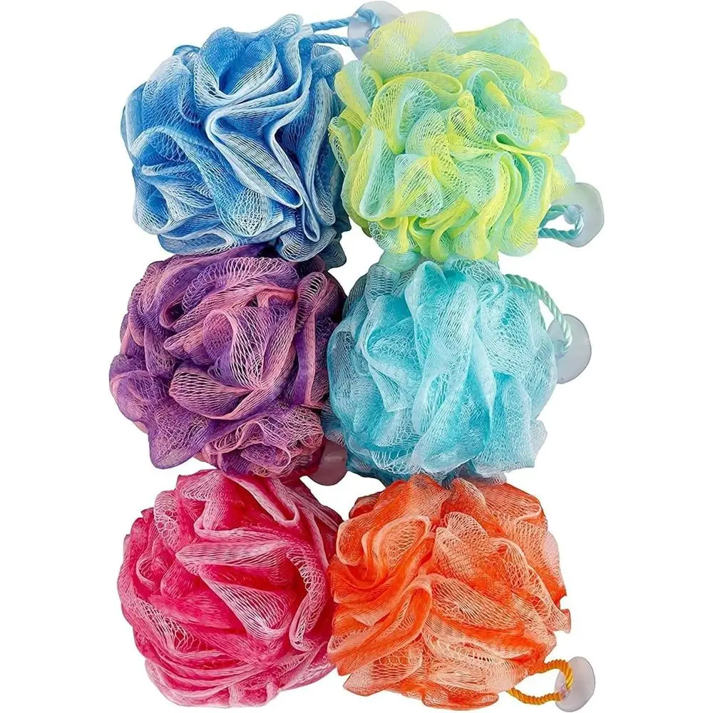 

6-Pack Suction Cup Shower Sponges with Exfoliating Bath Accessories for Men and Women, Multicolor