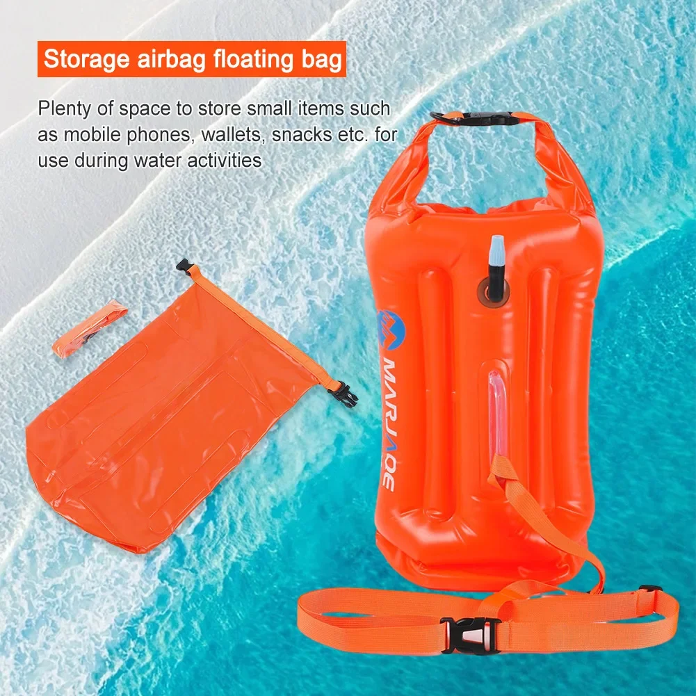 20L Swim Safety Float with Adjustable Waist Belt Air Dry Bag Device Buoy with Storage Room Swim Buoy for Open Water Swimming