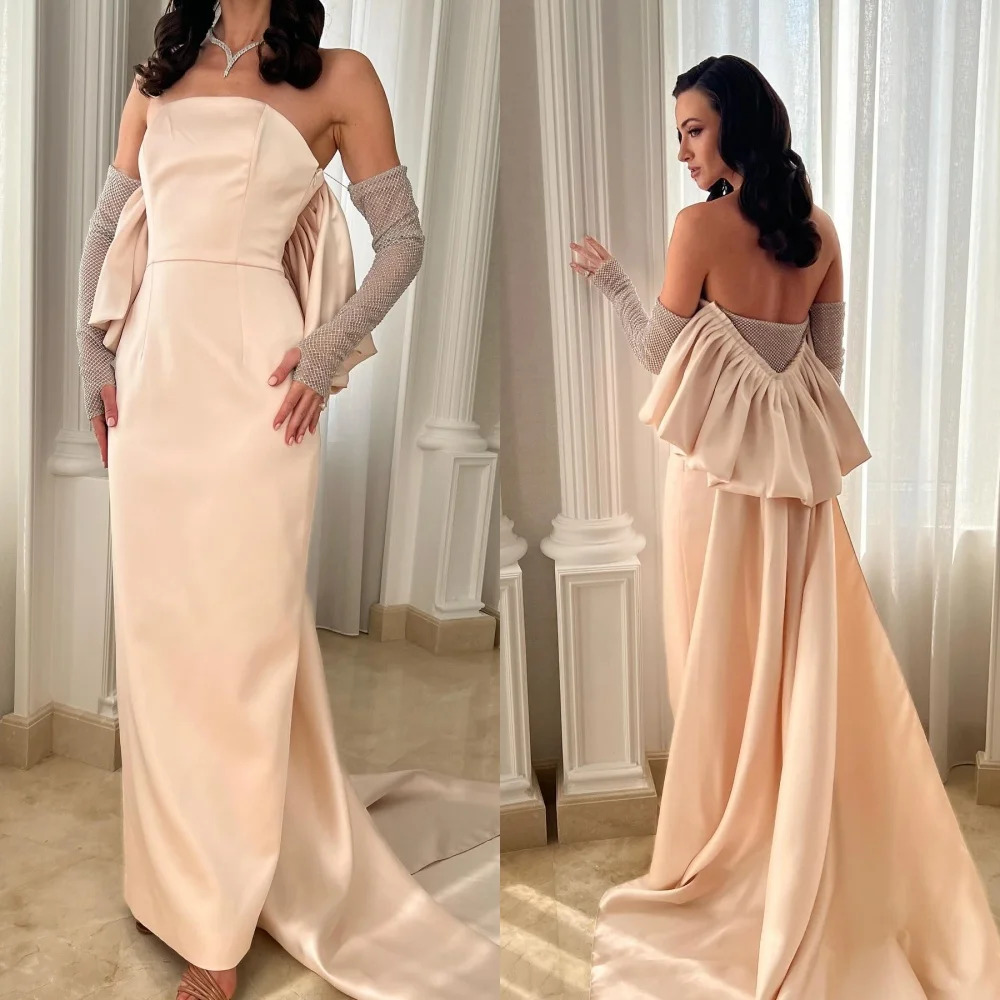 

Customized Jersey Sequined Ruched Christmas A-line Off-the-shoulder Bespoke Occasion Gown Long Dresses