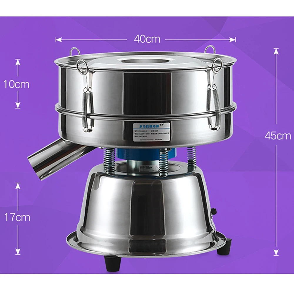 Diameter 40CM Electric Stainless Steel Screening Machine Powder Vibrating Sieving Machine Lab Sieve Shaker Vibrating Screen 220V