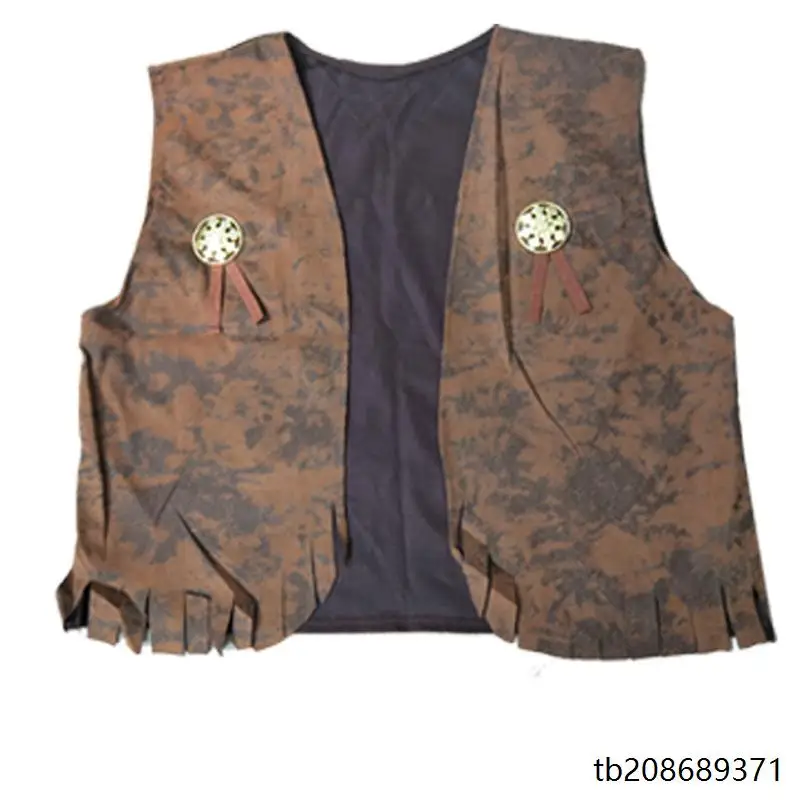 ชุดคาวบอยตะวันตกสำหรับเด็ก ชุดเดนิมธีมงานแฟนซี ชุดเวสต์สำหรับการแสดงบนเวที ชุดพื้นเมือง