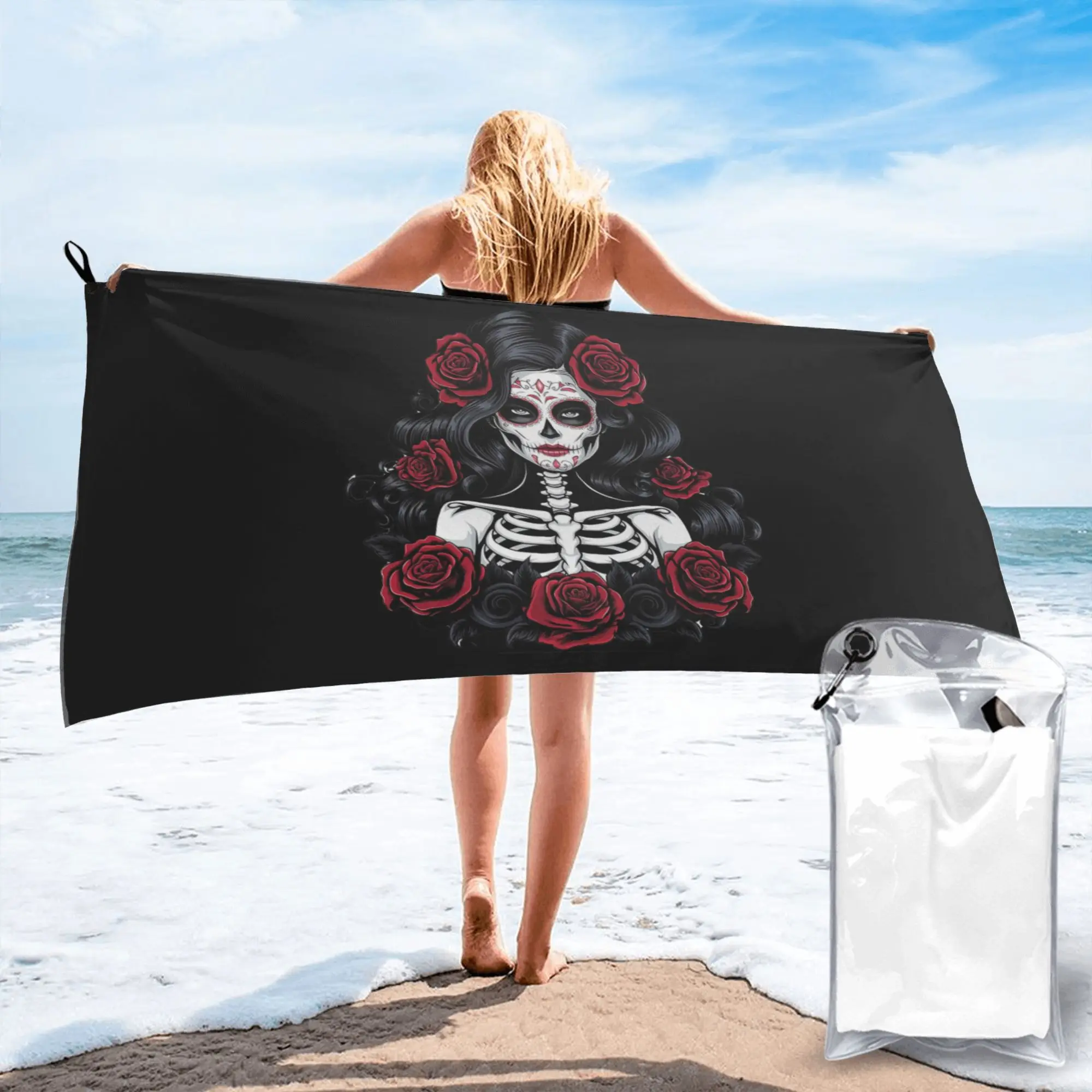 

Пляжное полотенце Mexican Catrina Girl Day Of The Dead из мягкой микрофибры, быстросохнущее, впитывающее, для йоги