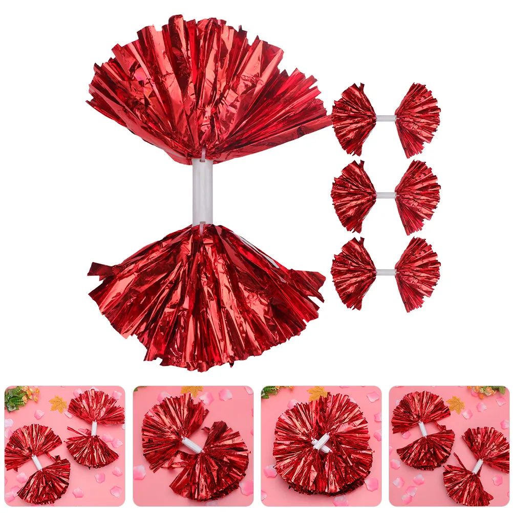 

Набор из 4 блестящих помпонов для чирлидинга с динамичным металлическим покрытием для мероприятий, сценических выступлений и аксессуаров для командной формы