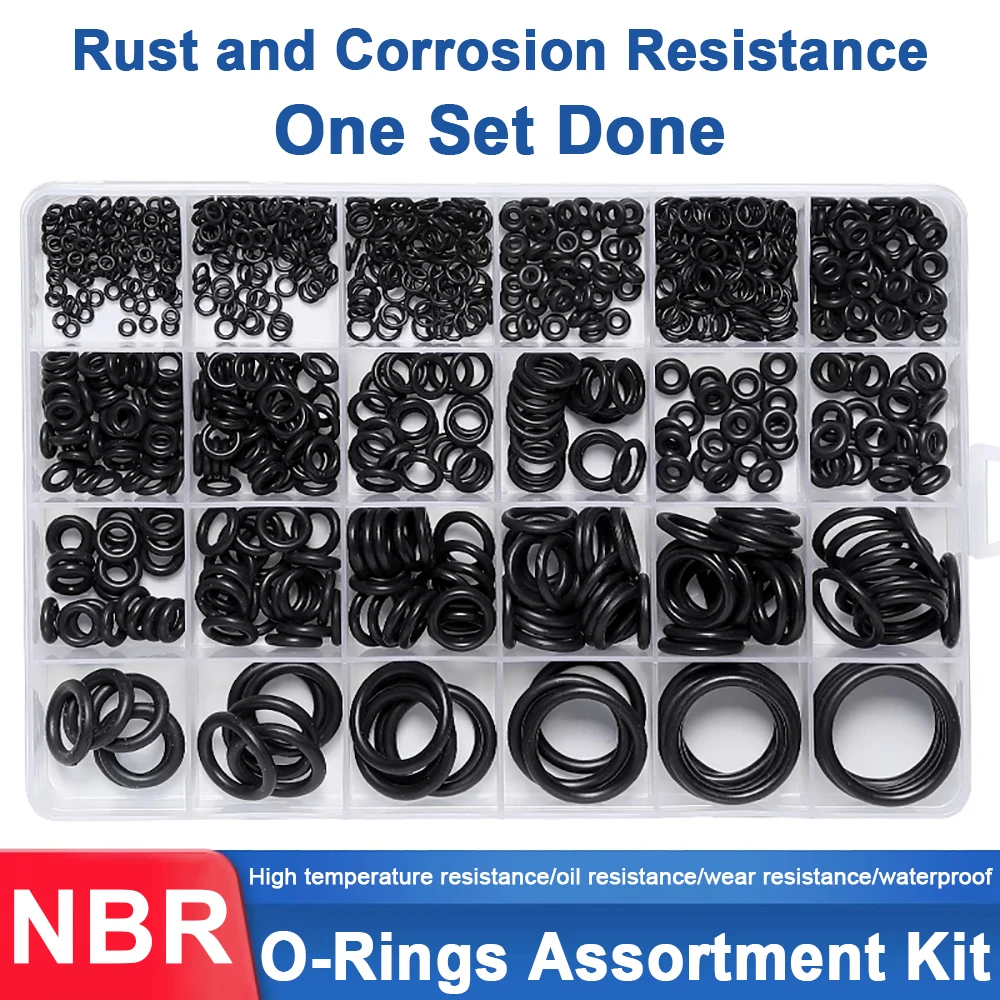 NBR Rubber O Ring Oil Resistance O-Ring Washer Gasket Seals Watertightness Assortment Different Size With Plastic Box Kit Set