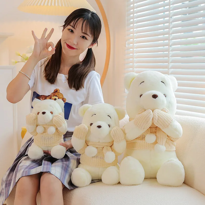 Disney Winnie The Pooh Stuffed Plush Toys Milk Tea White Winnie Plush Dolls Anime Soft Sofa Pillow Toys For Children Gift