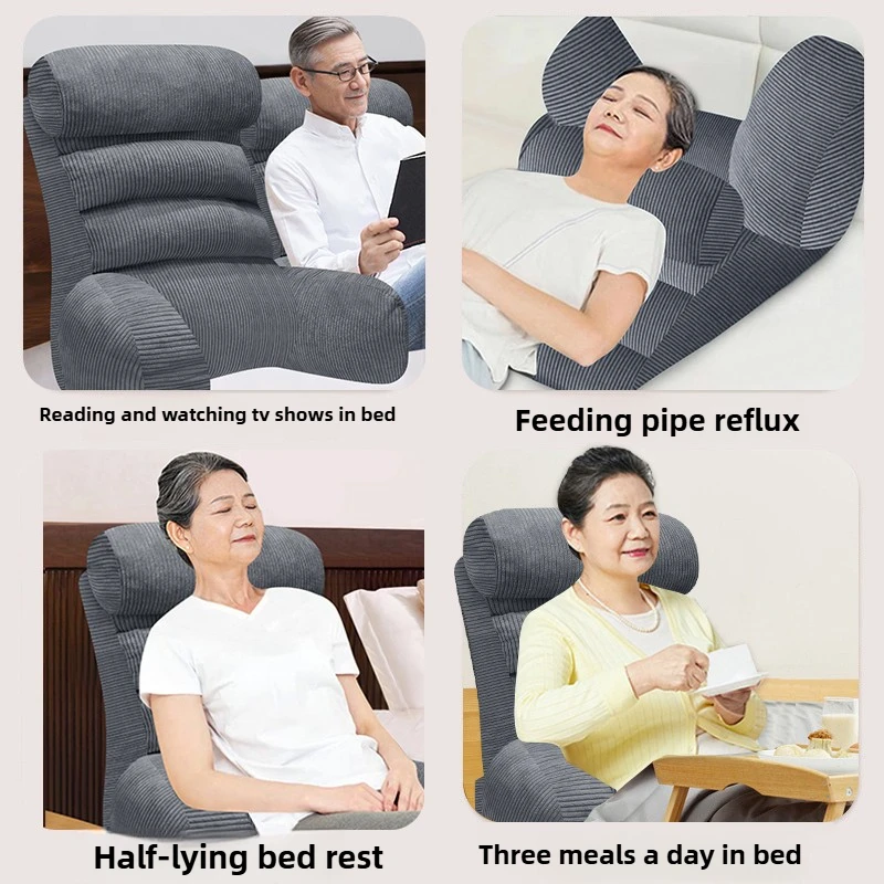 ‌Bed Rest Pillow with Arms, Lounge Sofa Backrest Cushion, Removable Cover Orthopedic Support, Breathable Multi-Position Cushion