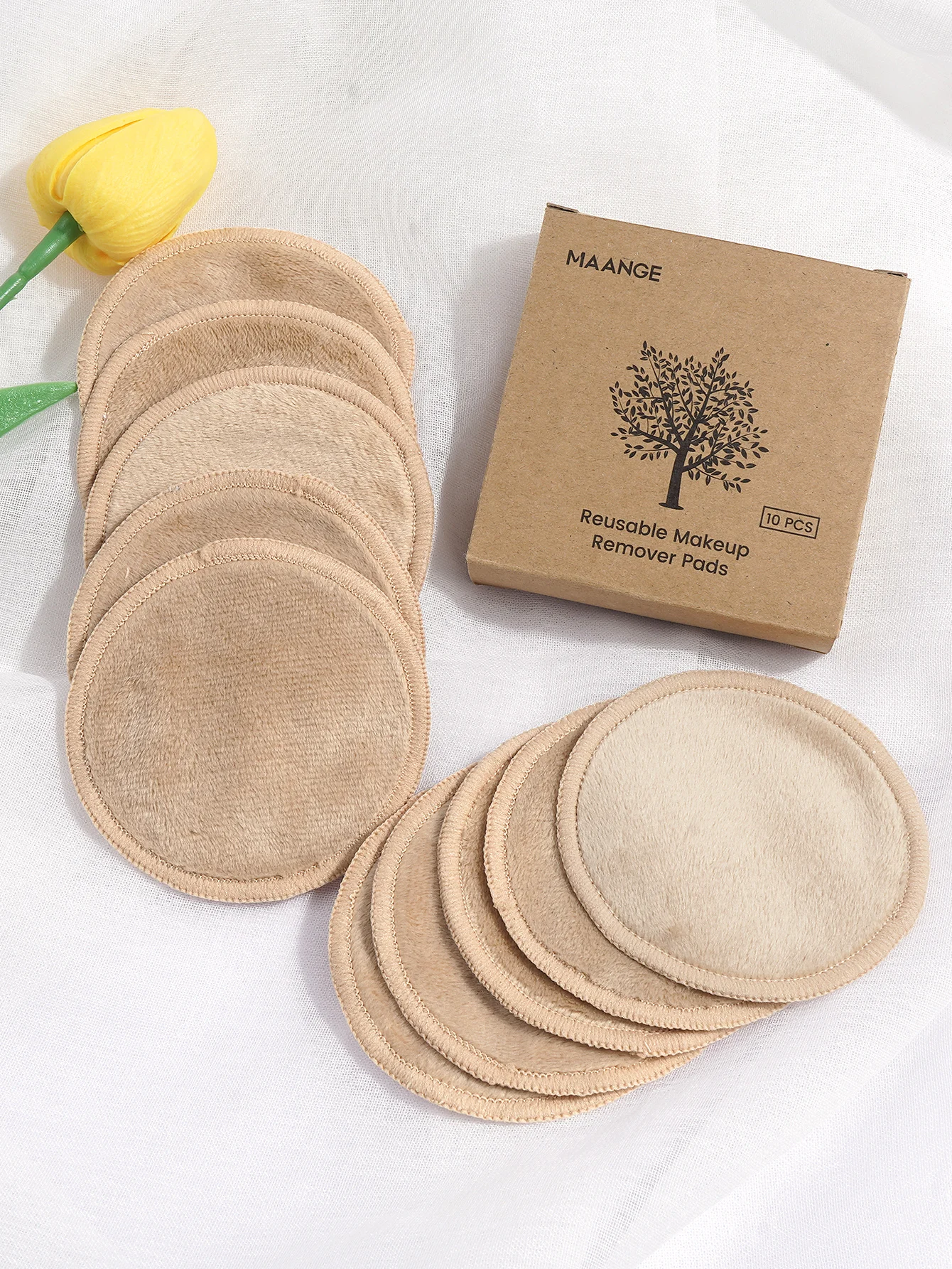 MAANGE 10PC Reusable Cotton Pads Makeup Remover Pads Washable Round Bamboo Makeup Pads Facial Skin-friendly Pads Makeup Tools