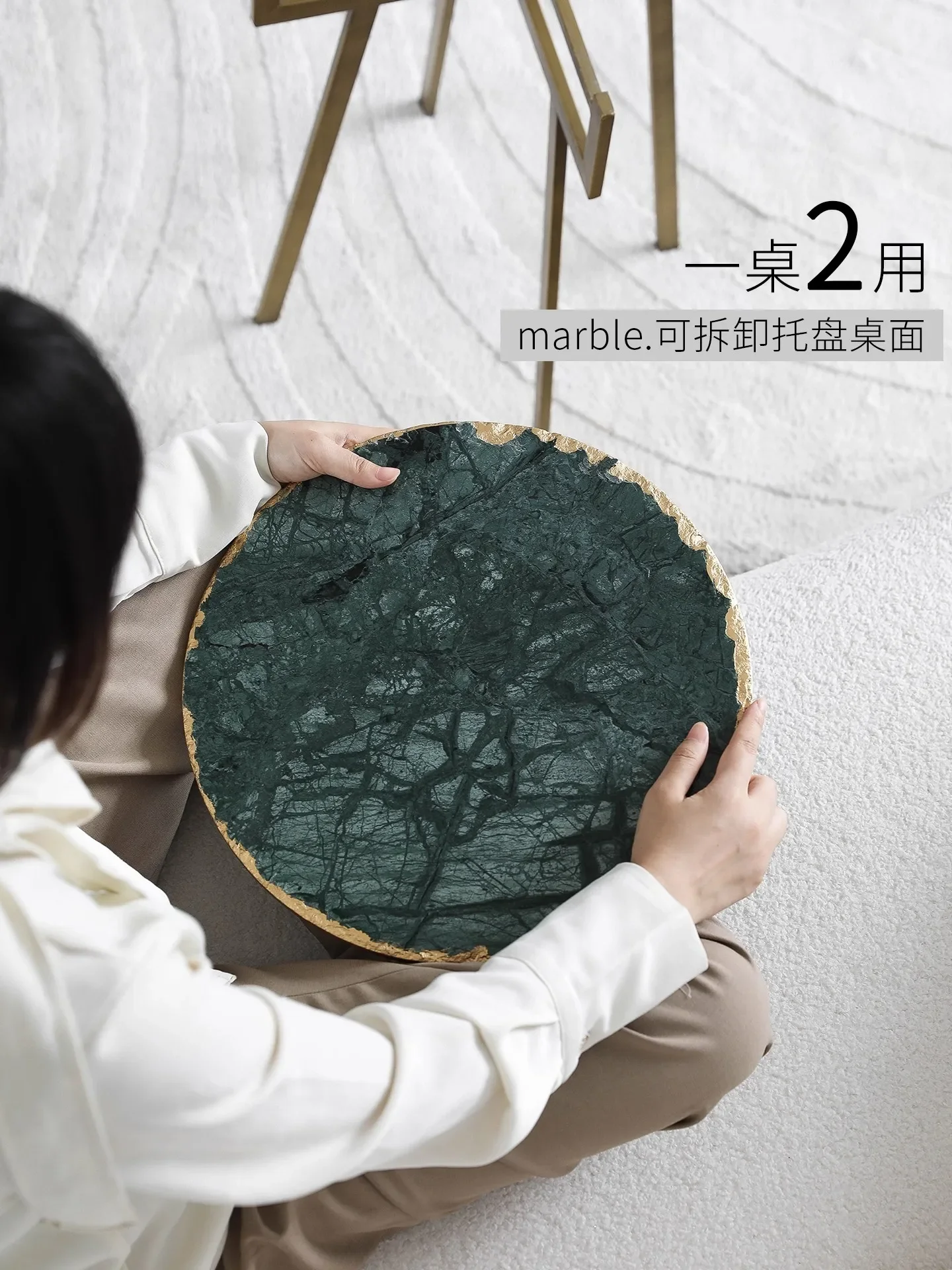 Light luxury Modern Natural Marble Living Room Small Tea Table Advanced Creativity Design Metal Artistic Sense Small Side Table