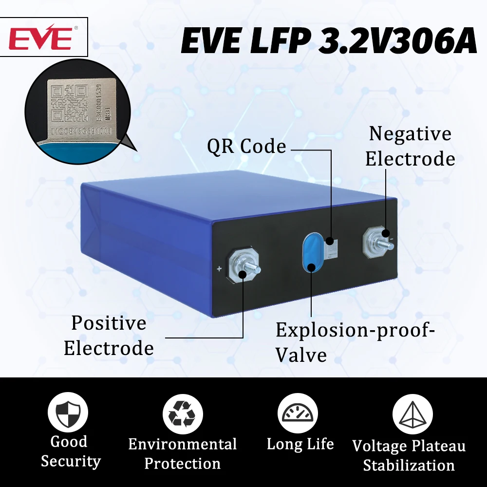 EU Stock 2024 EVE LiFePO4 Grade A 3.2V Lifepo4 Battery EVE LF50F/LF280K/MB31 8000+ Cycles Rechargeable Cell with QR code DIY 48V