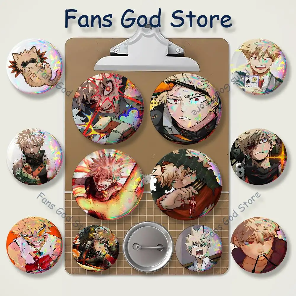 MHA My H-Hero K-Katsuki Bakugo Badges Creative Tinplate Button Pins Brooch Creative Quotes Badge Clothes Backpack Jewelry Gift