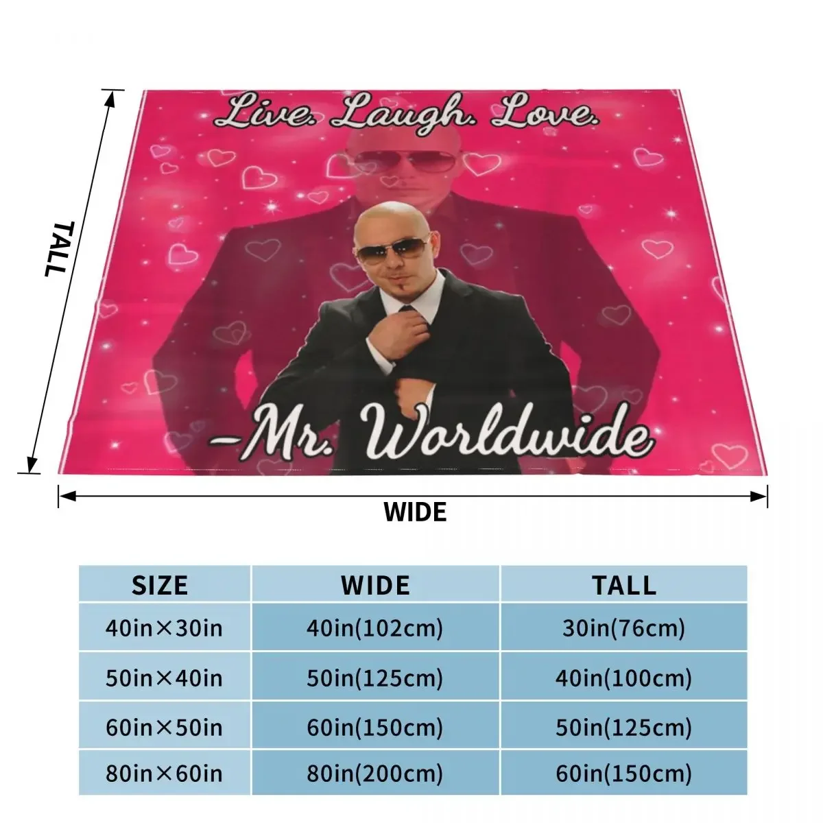 Mr Worldwide Pitbull Valentine Blanket Cover Plush Throw Blankets Bed Sofa Personalised Lightweight Bedspreads