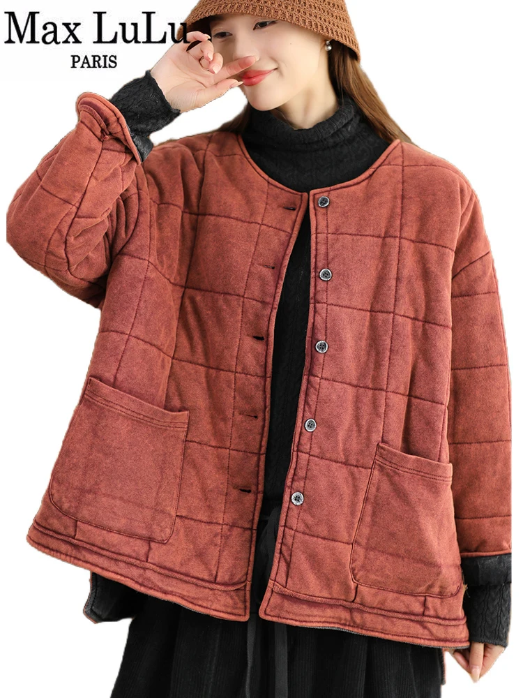 Max LuLu Korean Winter Womens Quilted Parkas Fashion Luxury Classic Loose Jackets Leisure Vintage Warm Oversized Thicken Coats