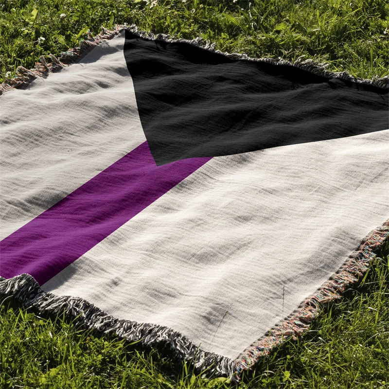 Aertemisi Demisexual Pride Flag LGBT Rainbow Jacquard Fringed Woven Throw Blanket