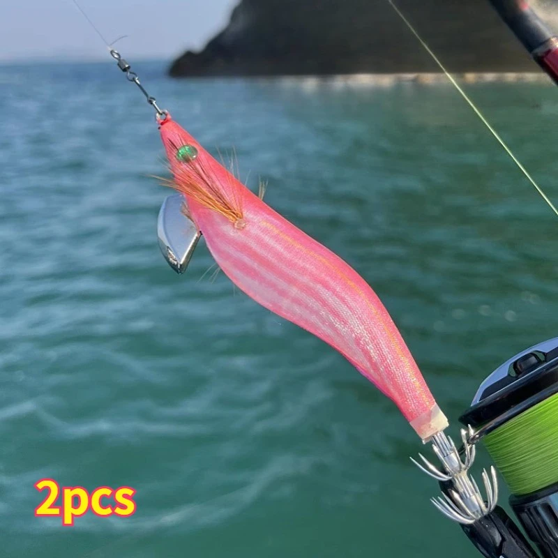 2 قطعة الروبيان الخشب 21 جرام 3.5 عالية الشفافية ليلة ضوء الحبار الأخطبوط الحبار هوك الصيد الطعم الحبار هوك