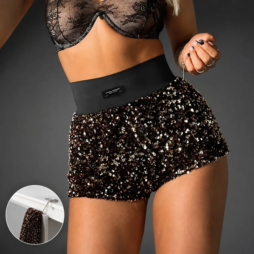2024 Women High Waist Sequin Shorts Summer Party Clubwear Glitter Bling Shorts Mini Sparkly Bottom Outfit Designer Streetwear