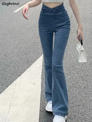 Flare Jeans Women Summer Asymmetric Design Vintage Washed All-match Брюки Женские Casual College Trendy Hot Sale New Arrival Ins