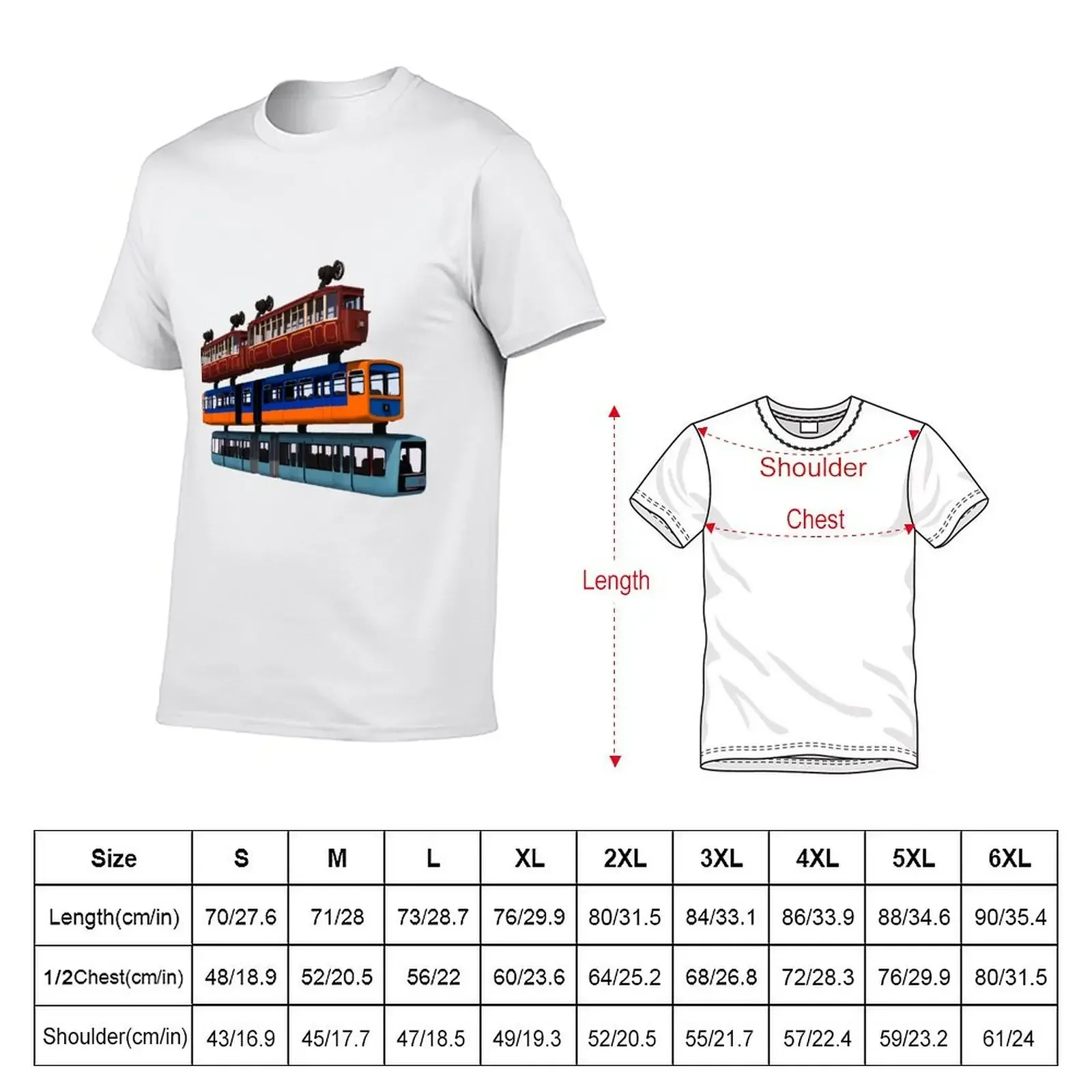 Schwebebahn 3 Types T-Shirt Oversized Plus Size Tops T-Shirts Voor Heren Katoen