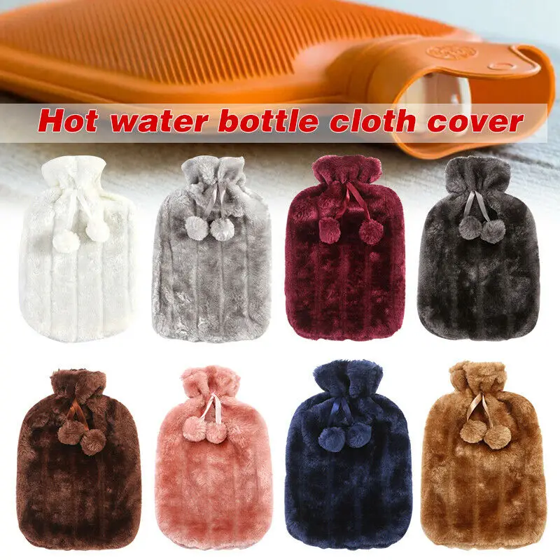 2l Winter Protective Case Removable Plush Hot Water Bottle Cover Cold-Proof Warm Faux Fur Fleece Cover Heat Preservation Covers