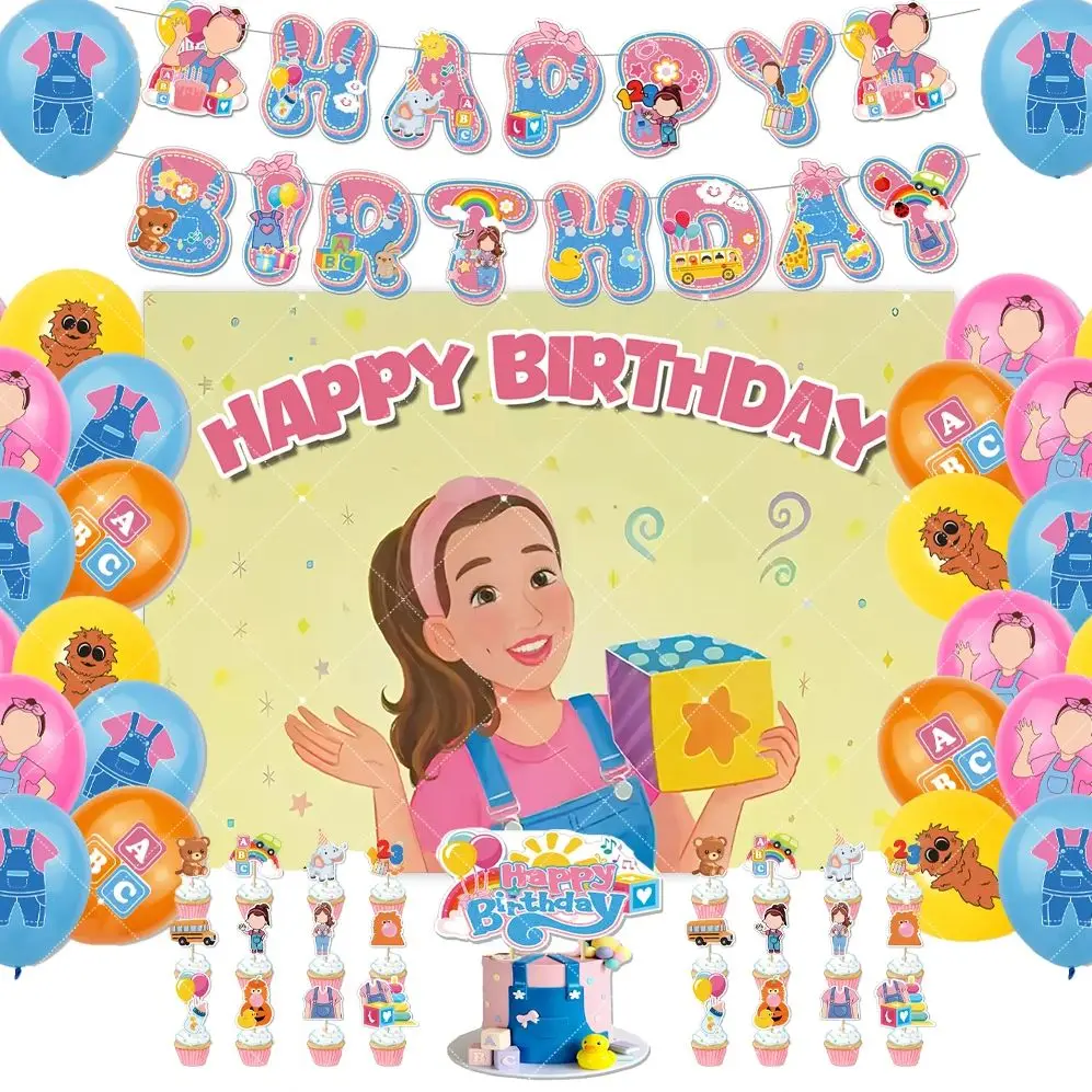 

Cartoon English Teacher Theme Birthday Party Decoration Ms Racheles Balloon Banner Background Cake Topper Baby Shower Kid Gifts