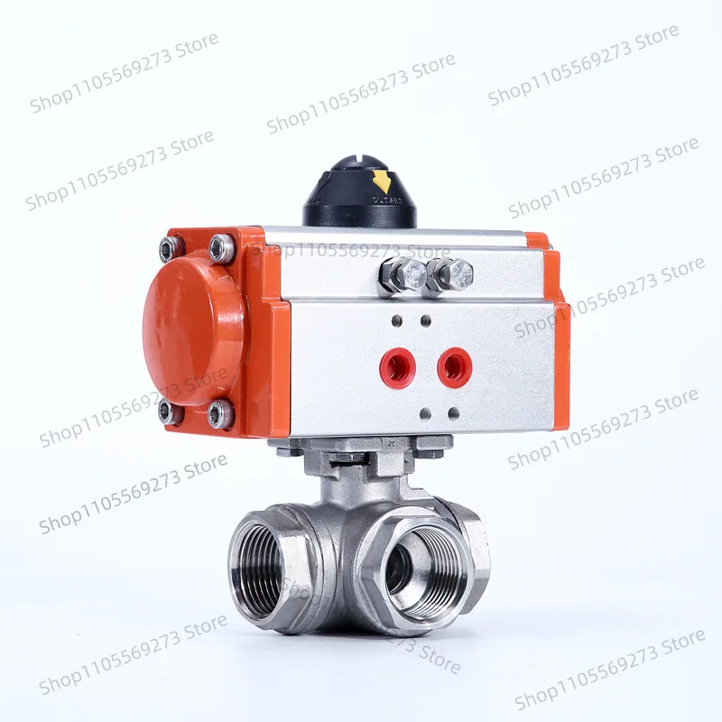 

Pneumatic 3 Way Ball Valve Stainless Steel DN8 DN10 DN15 L Type T Type Port 3PC Threaded Air Actuated Control Valve