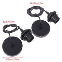 New 1PC Retro E27 Hanging Lamp Holder With 1m/1.5m Hanging Wire Ceiling Lamp Holder Socket Lamp Base For Hanging Pendant Lights