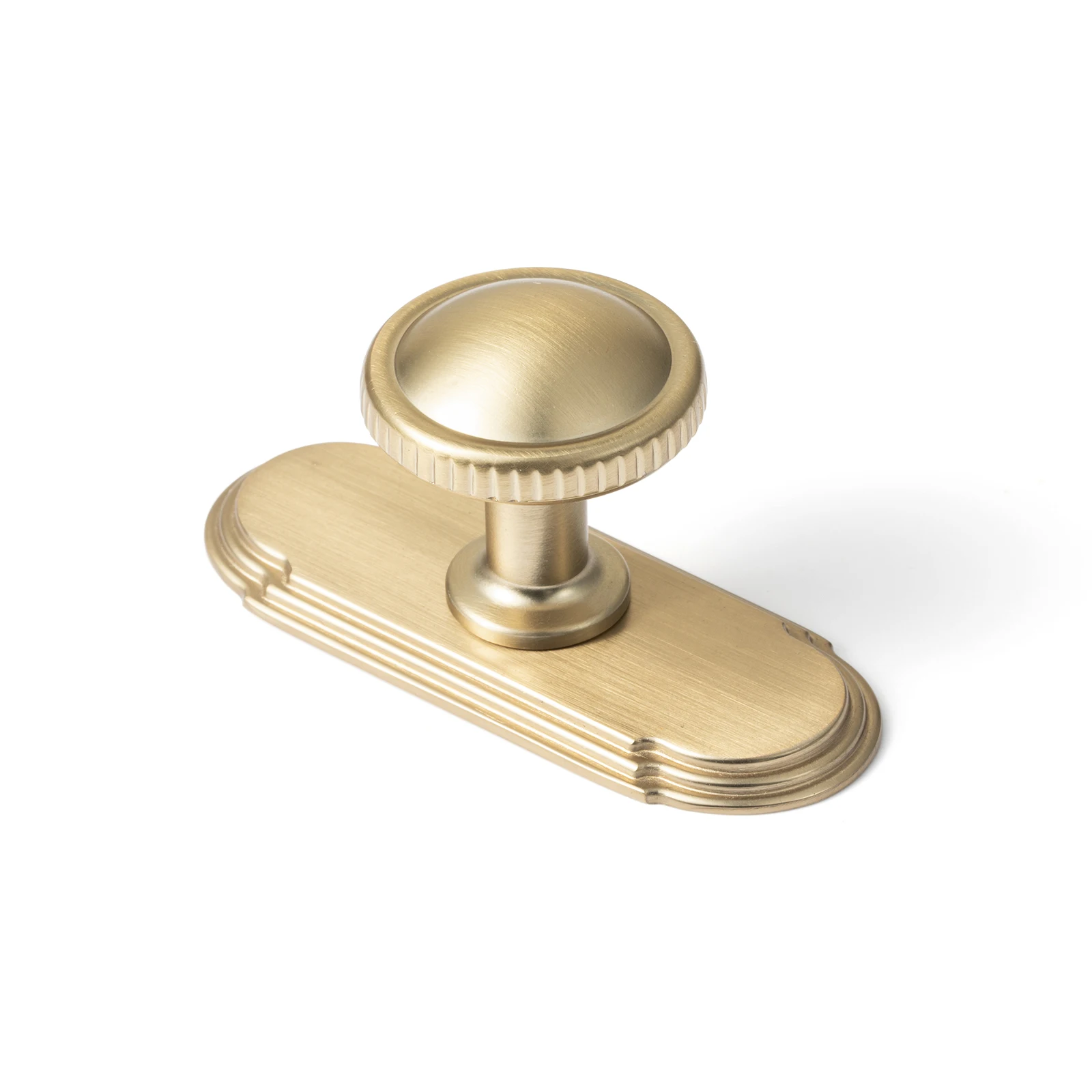 Goo-Ki Antique Brass Cabinet Knobs with Orbit Rim Plates, 2-3/4 in, 6 Pack Zinc Alloy Construction, Fluted Dome Grip, Single-Hole Mounting, For Kitchen Cupboards, Bathroom Vanities And Dressers