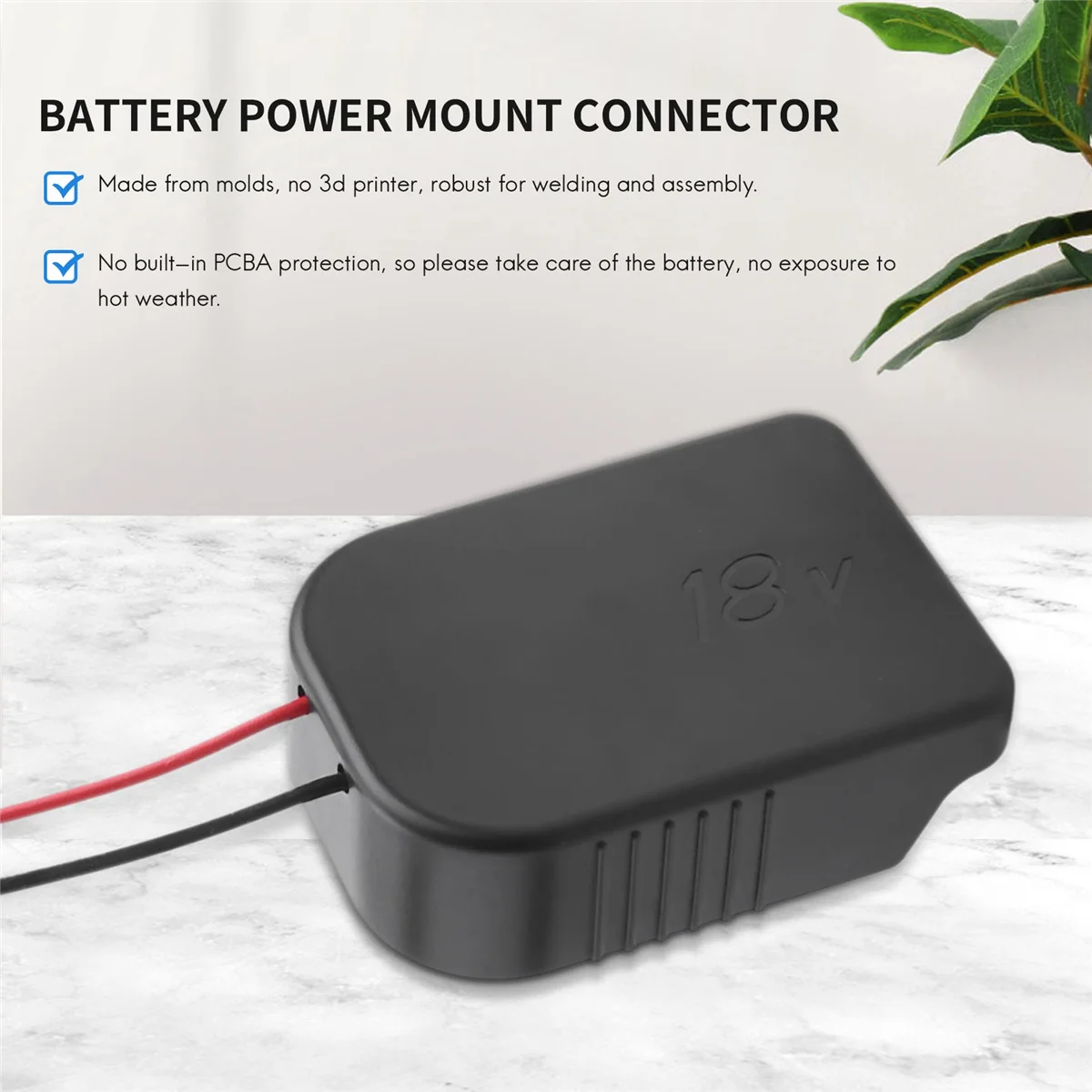 Adapter for & 18V Battery Power Mount Connector Adapter Dock Holder with 12 Awg Wires Adapter