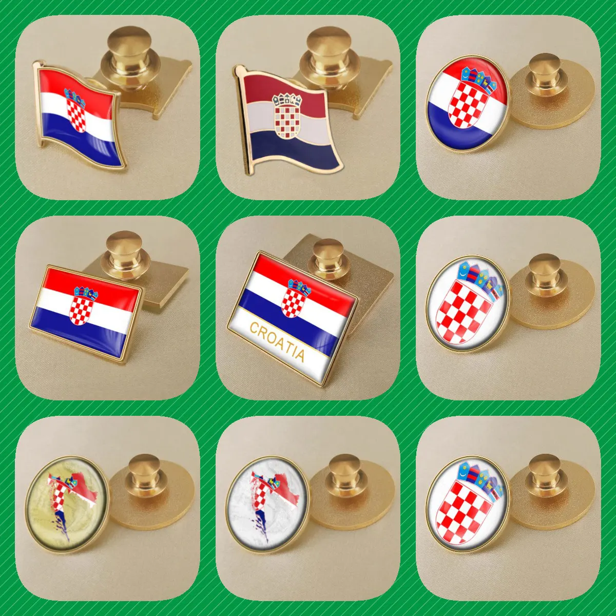 Croatia Croatians Map Flag Brooches Badges Lapel Pins