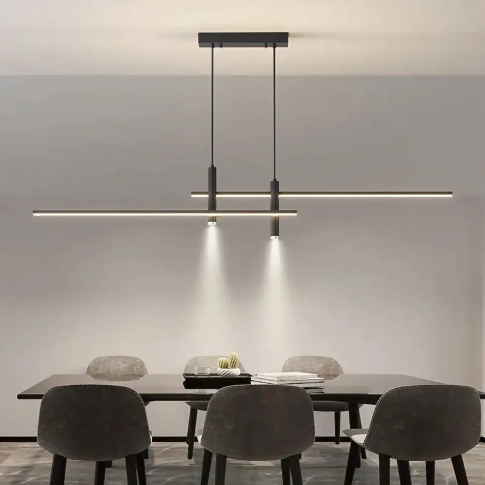 

Minimalist for Kitchen Dining Table Led Pendant Lamp Black Gold Dining Room Chandelier Home Decor Lighting Luster Fixture