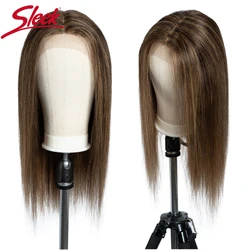 Peluca de cabello humano con encaje para mujer, de color rubio elegante postizo, 26 pulgadas de largo, P4/27