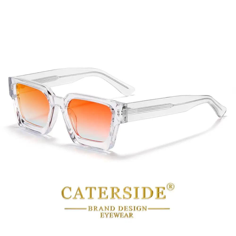 CATERSIDE Retro-Punk-Sonnenbrille für Herren mit dickem, quadratischem Rahmen, Farbverlauf-Design, für Damen, für Reisen, Business, Partys, unverzichtbare Brille, UV400 – Detail 11