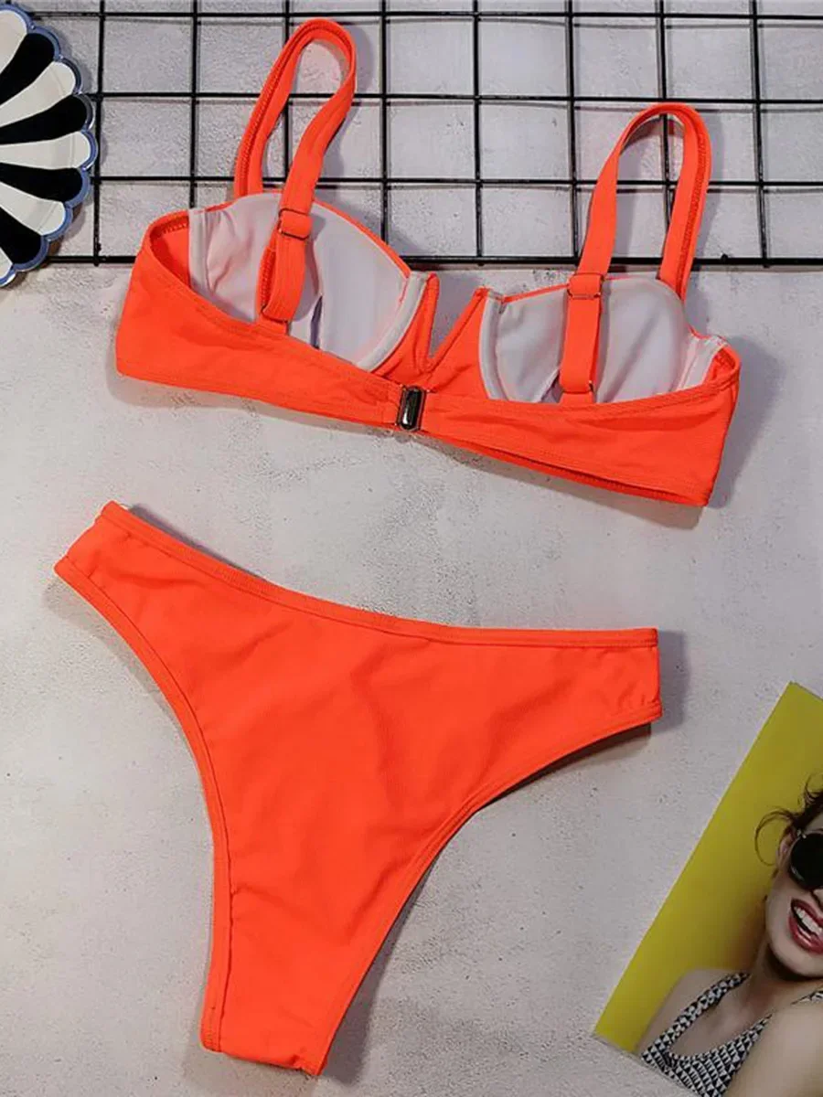 مثير رفع Underwire بيكيني النساء ملابس السباحة الإناث عالية قطع ملابس السباحة قطعتين مجموعة البكيني مضلع ثوب السباحة ملابس الشاطئ