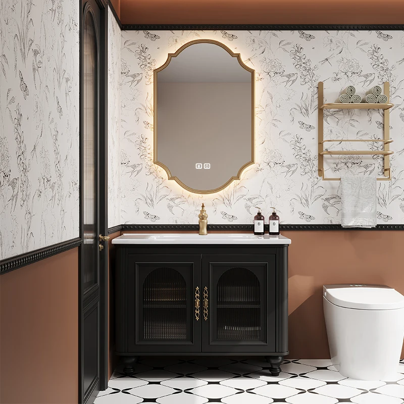 الفرنسية الرجعية خزانة حمام بالوعة فاخرة المطبخ خزانة تخزين المنظم مرآة خزانة الحديثة Archivadores أثاث المنزل #4