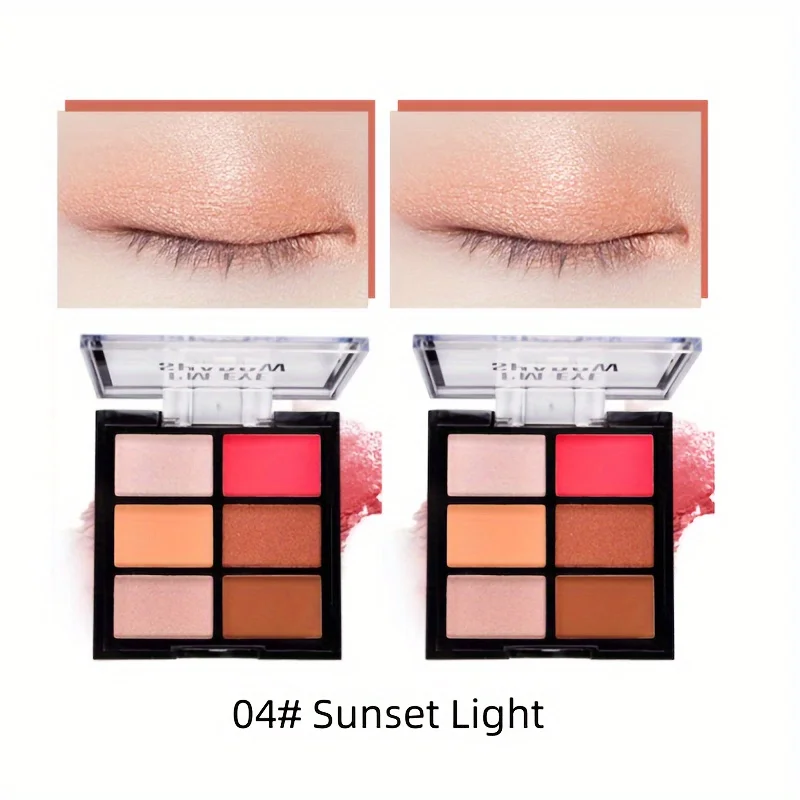 6-Color Eyeshadow Tray High Pigment Matte & Glitter Eyeshadow Powder Waterproof Long-Lasting Makeup Kit for Eyes