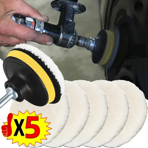 3/4/5/6/7인치 광택 키트 광택 패드 자동차 왁싱 스펀지 디스크 울 휠 자동차 페인트 관리 광택기 패드 (자동차 광택기용)