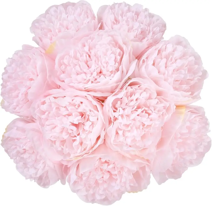 

20 Heads Artificial Peony Silk Flower Leaf Home Office Wedding Party Festival Bar Decor (Light Pink)