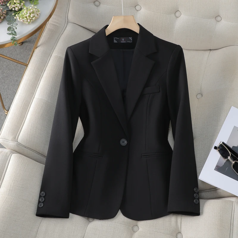 NAVIU New Arrival Blue Black Gray Women Blazer Coat Long Sleeve Single Button Office Ladies Business Work Wear Formal Jacket