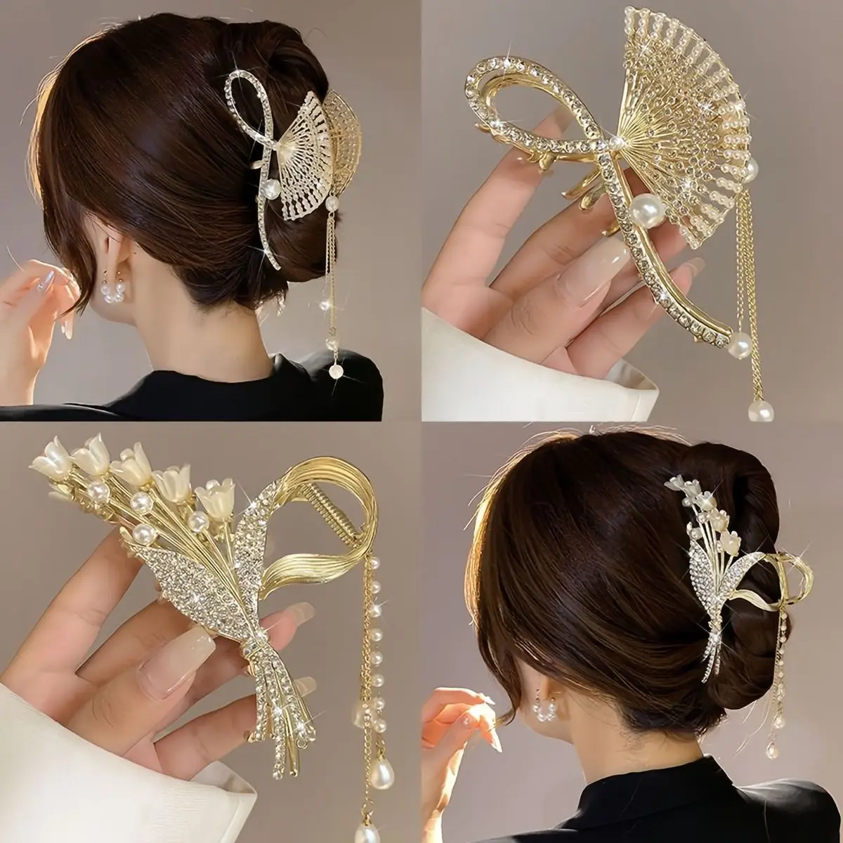 Frauen Neue Headwear Legierung Blume Quasten Trendy Haar Clips Weibliche Damen Haarnadeln Haar Krallen Kopfschmuck Haar Styling Werkzeuge – Detail 10