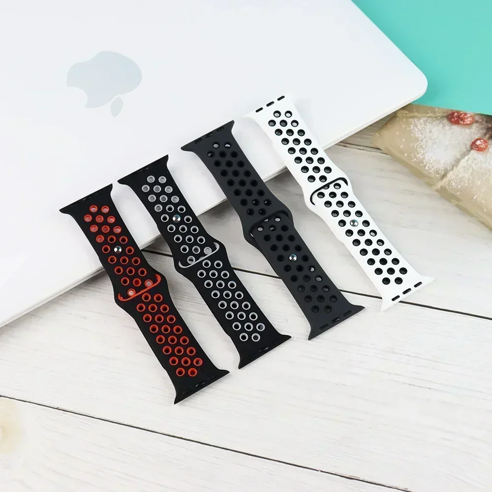 Bracelets en Silicone pour bracelet de montre Apple 45mm 49mm 44mm 40mm 41mm pour bracelet Sport nike correa iWatch Ultra 2 série 10 9 8 SE 7 6